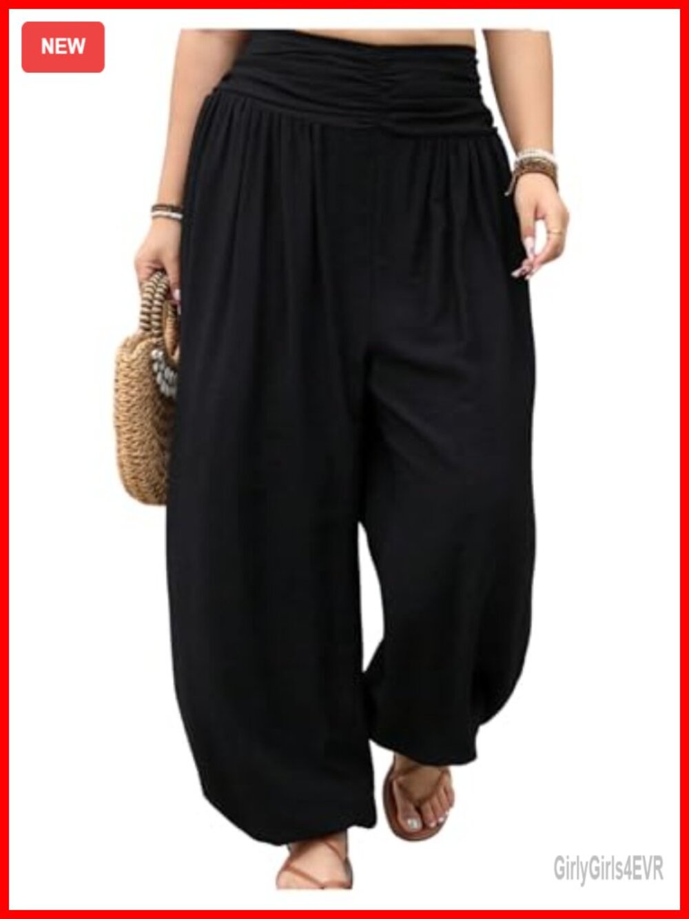 Plus Size High Waisted Wide Leg Balloon Yoga Pants Ruched Pleated